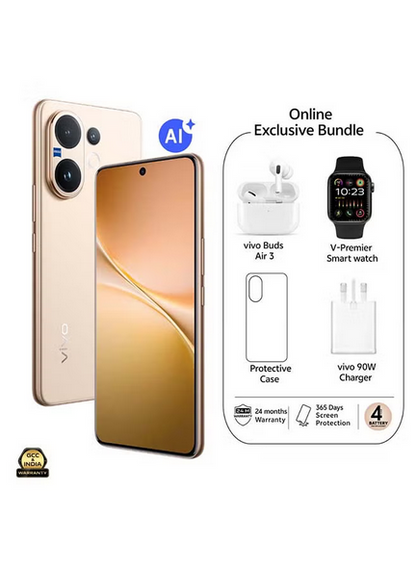 V60 AI Dual SIM 5G Desert Gold 12GB RAM 256GB With Exclusive Gifts - Vivo Bud Air 3, Smart