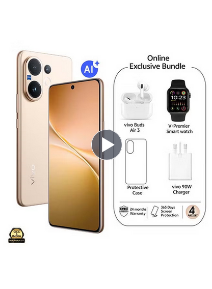 V60 AI Dual SIM 5G Desert Gold 12GB RAM 256GB With Exclusive Gifts - Vivo Bud Air 3, Smart